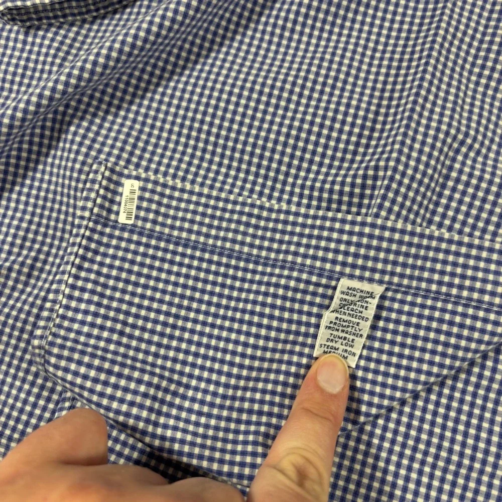 Polo Ralph Lauren Blake Mens Large Blue White Gingham Check Cotton Button Down